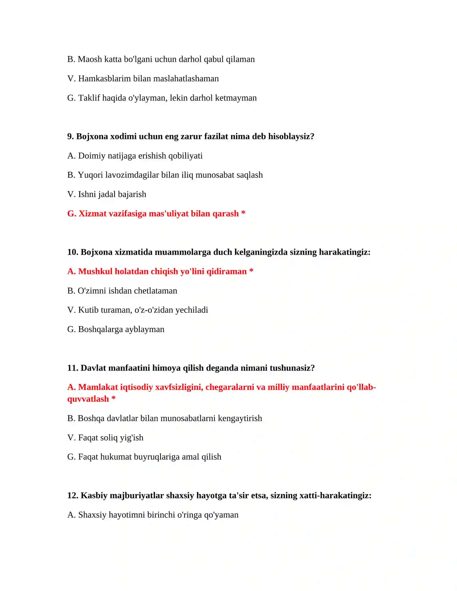 Bojxona akademiyasi test PDF 4