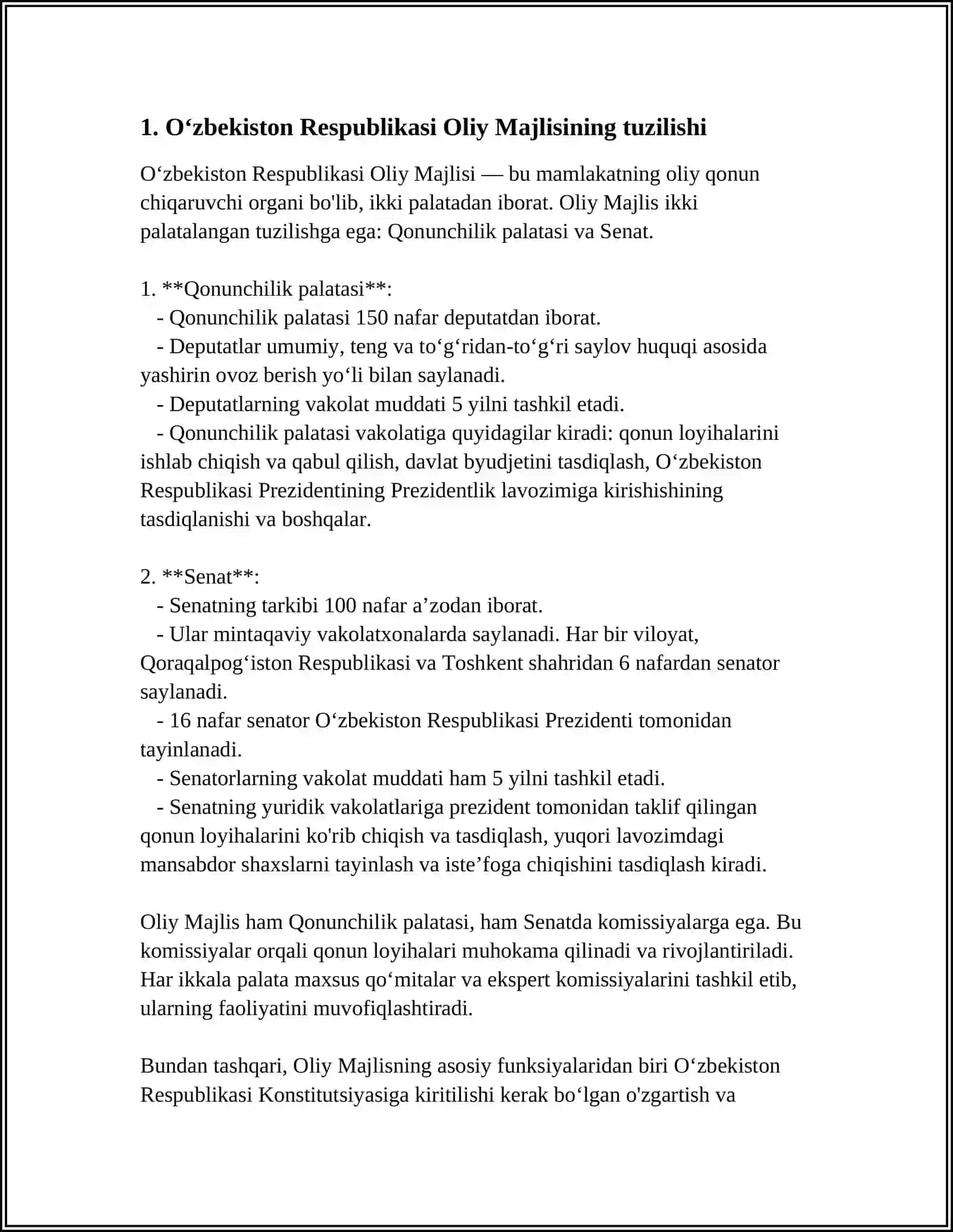 OʻZBEKISTON RESPUBLIKASI OLIY MAJLISI 4