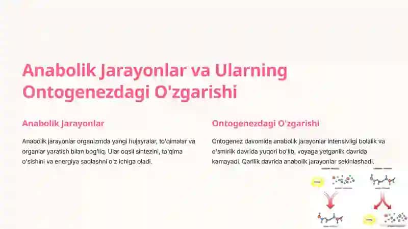 Ontogenezda Anabolik va Katabolik Jarayonlar 4