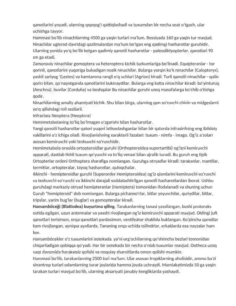 Hasharotlarning sistematikasi 4
