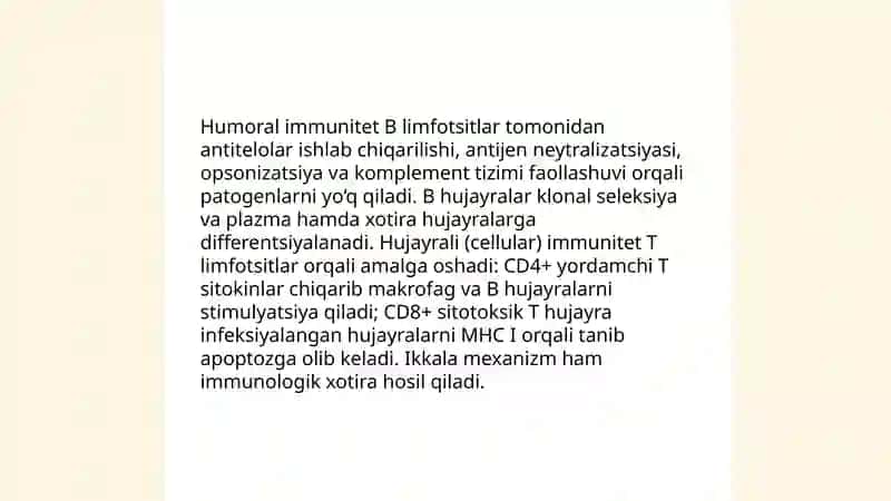 Immunitet. Mikraorganizmlar va ular keltirib chiqaradigan kasalliklar 4