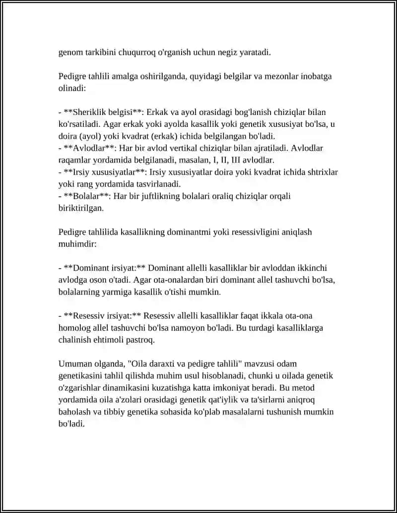 Oila daraxti va pedigre tahlili 4