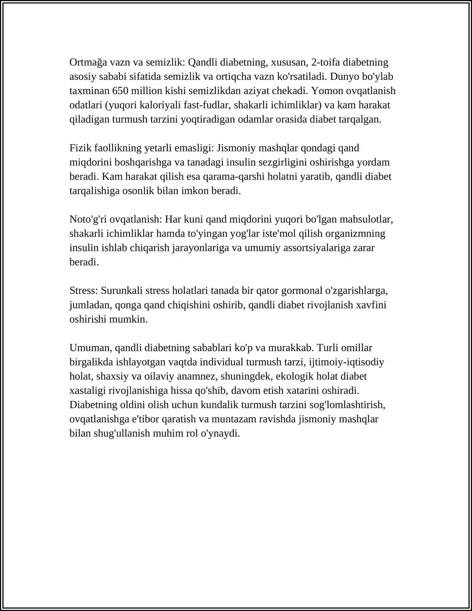 QANDLI DIABET 1-DARAJA 4