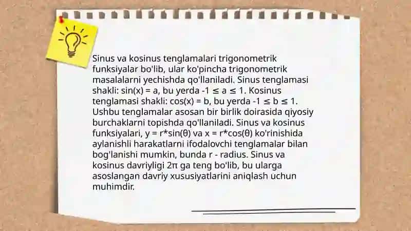 Trigonometrik tenglama va tengsizliklar 4