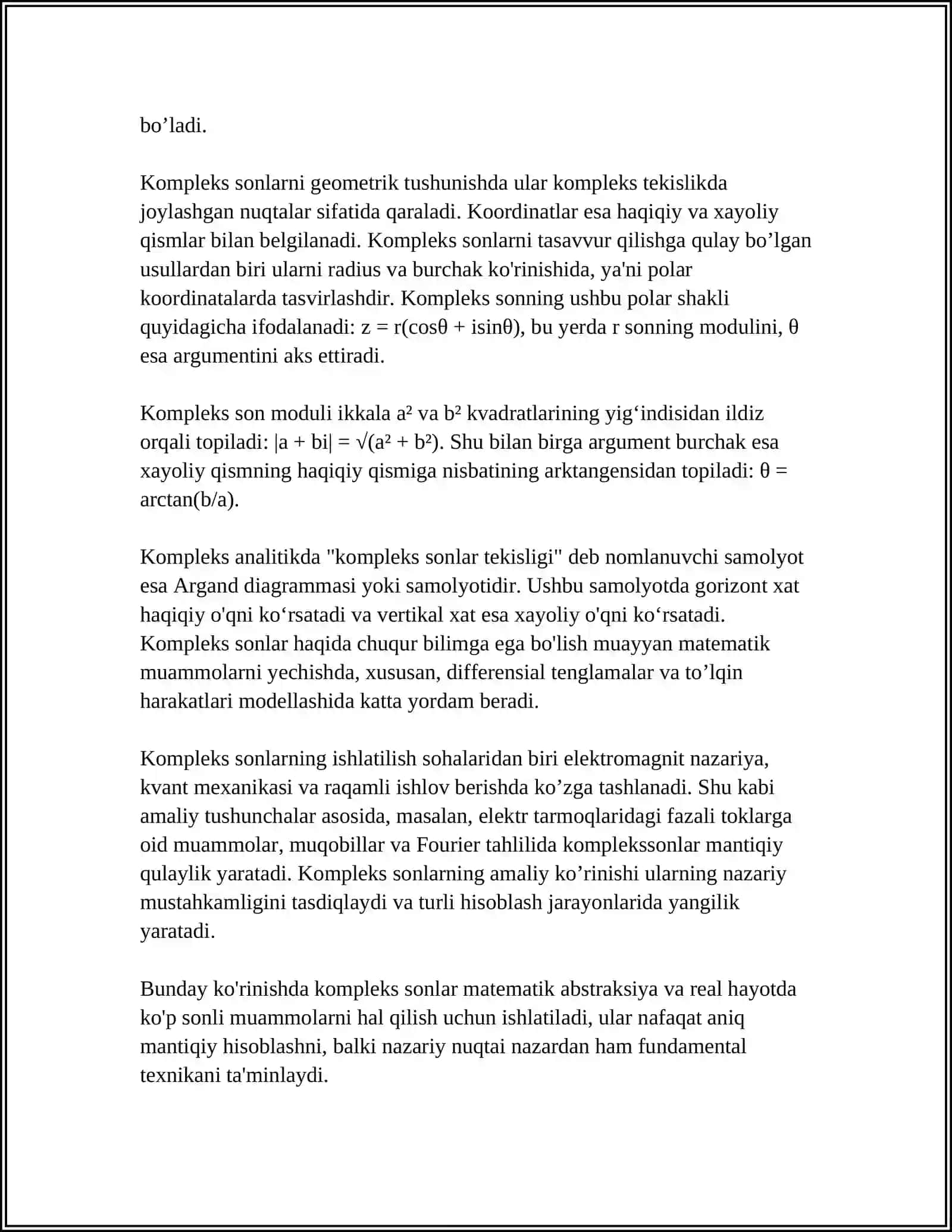 KOMPLEKS SONLAR 4