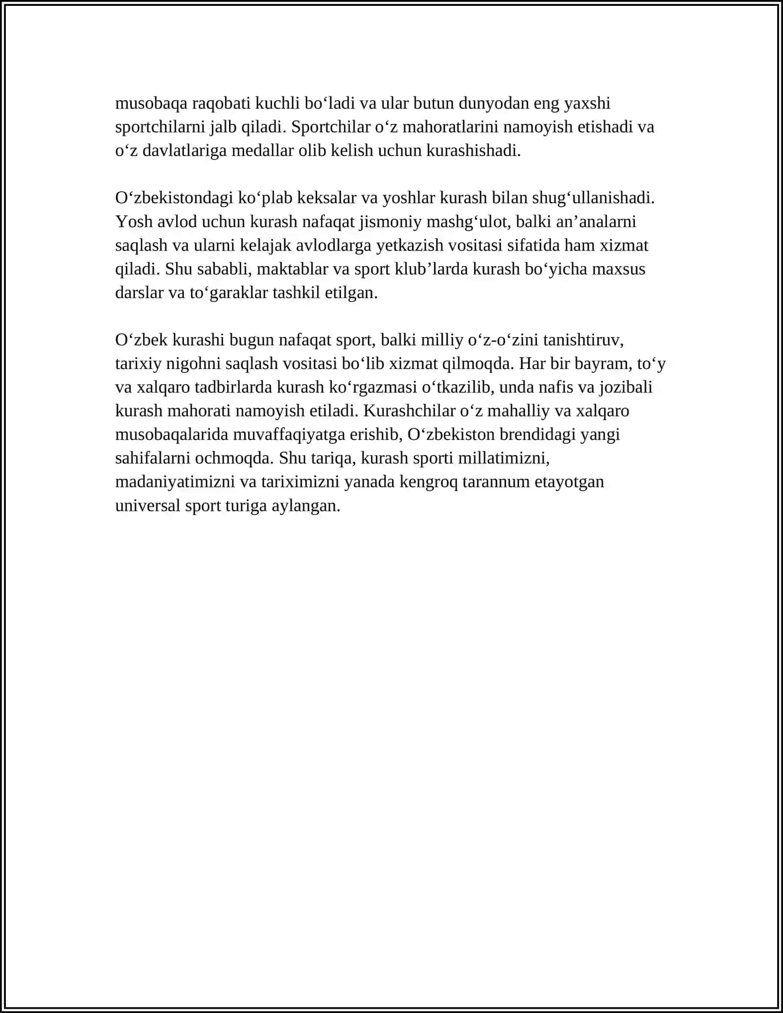 KURASHNING RIVOJLANISH TARIXI VA HOZIRGI DAVRDAGI ISTIQBOLI 4