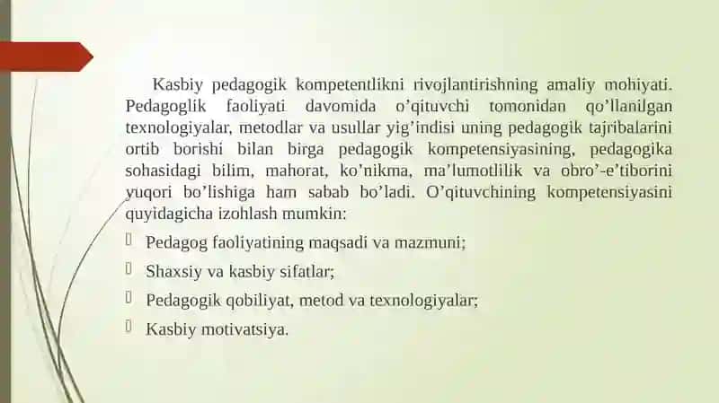 Oliy ta’lim o’qituvchisi kasbiy kompetentsiyasi 4