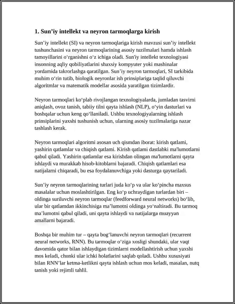 SUNʼIY INTELLEKT VA NEYRON TARMOQLARI 4