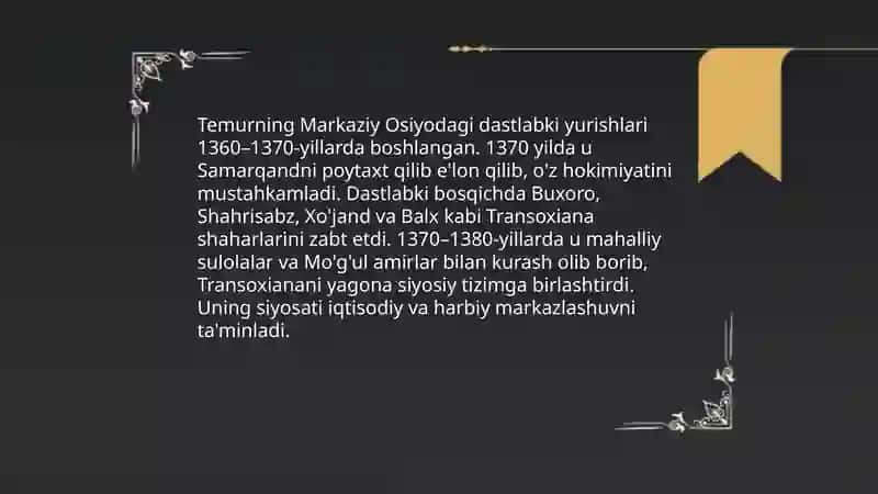 Amir Temur Harbiy yurishlari va saltanati 4