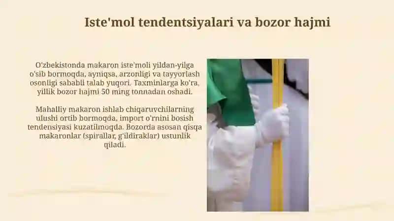 Oʻzbekiston makaron sanoatining rivojlanish holati 4