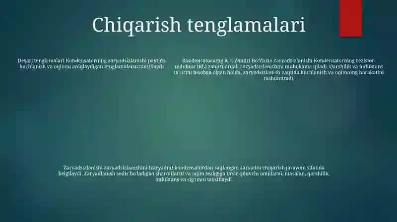 R, L Zanjiri Bo‘Yicha Zaryadsizlanishi 4