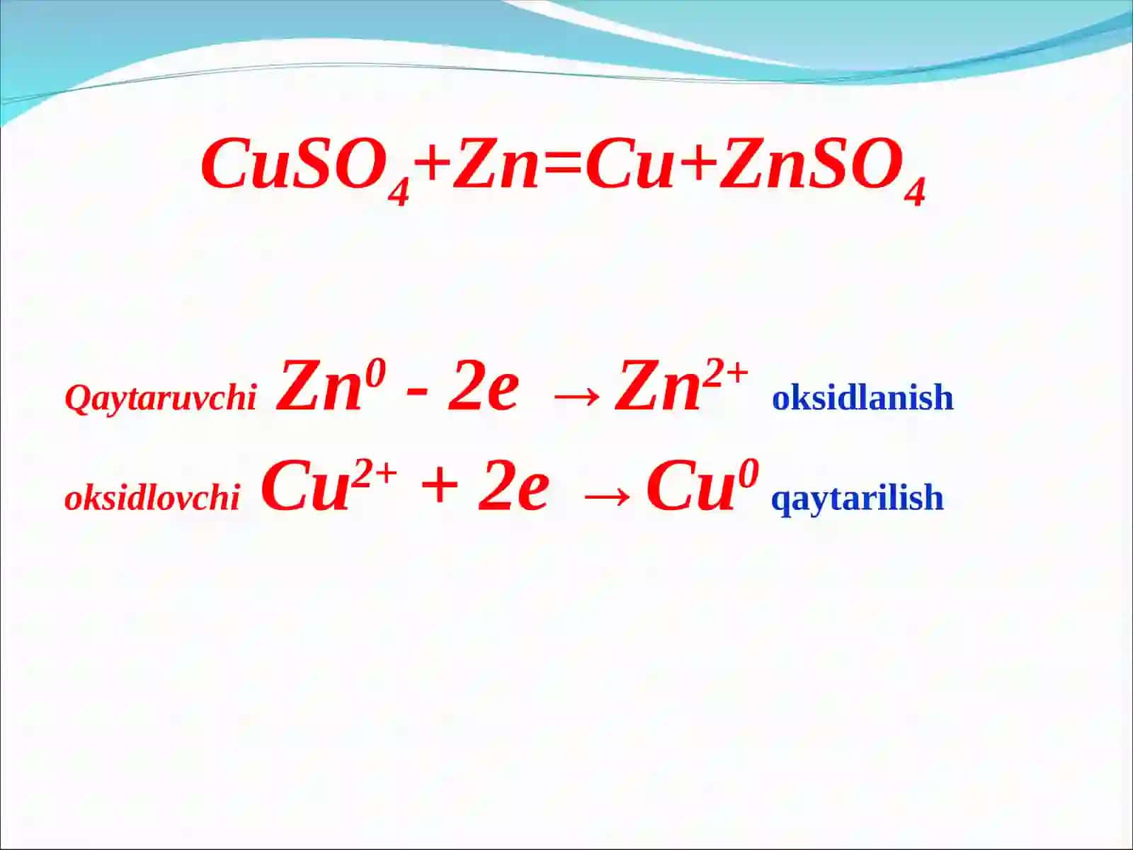 OKSIDLANISH QAYTARILISH REAKSIYALARINING ANALIZDA QO’LLANILISHI 4