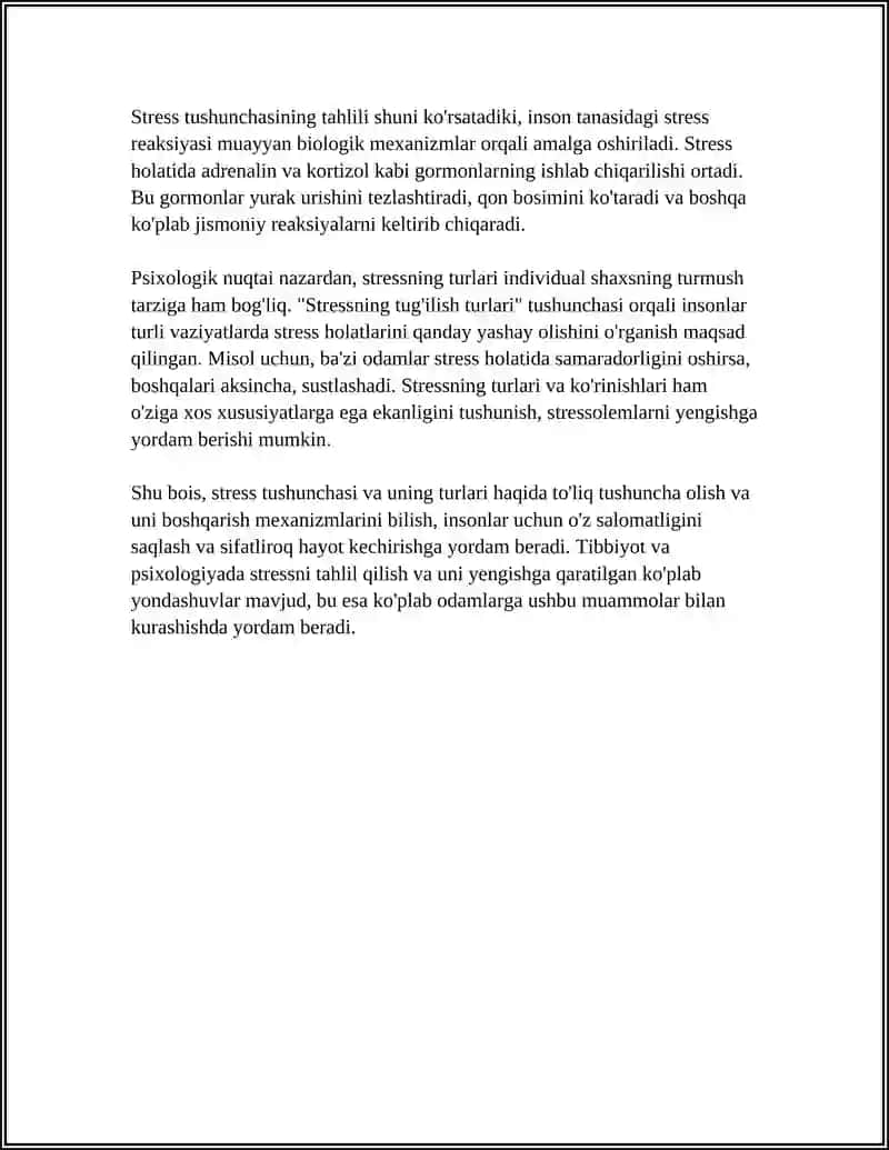 STRESS, UNING BELGILARI VAYENGISH USULLARI 4