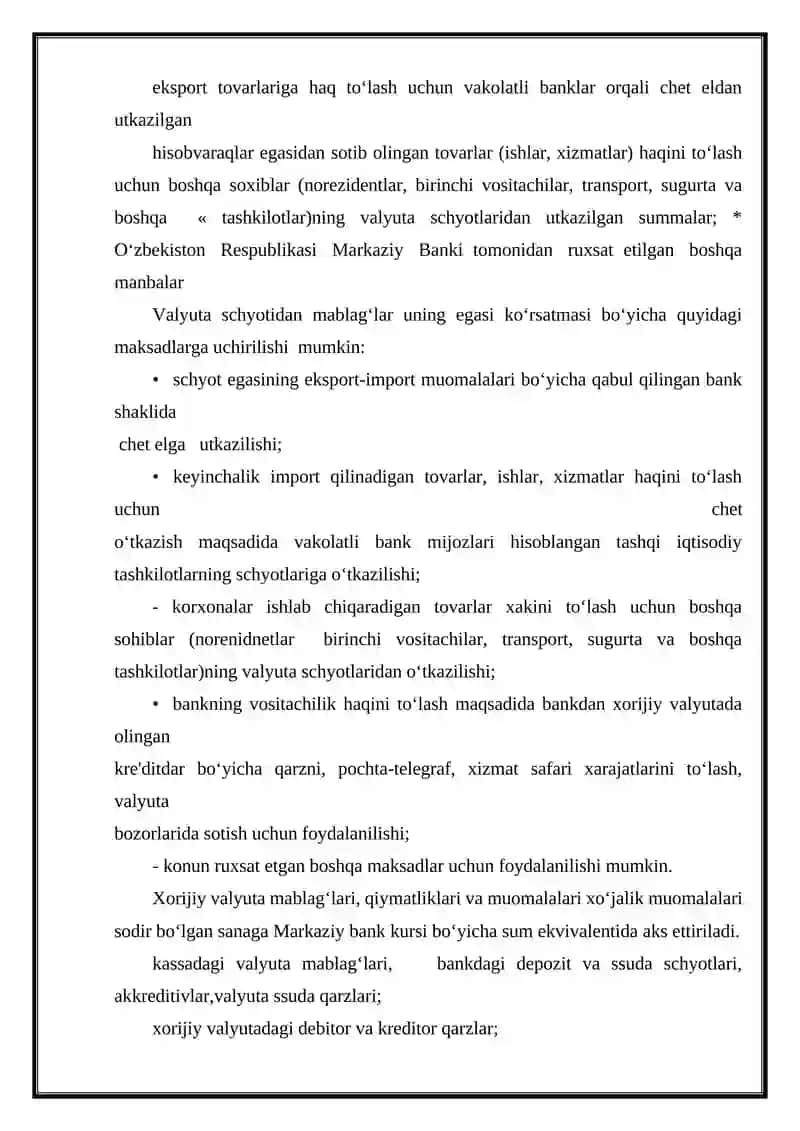 Valyuta muomalalari hisobi 4