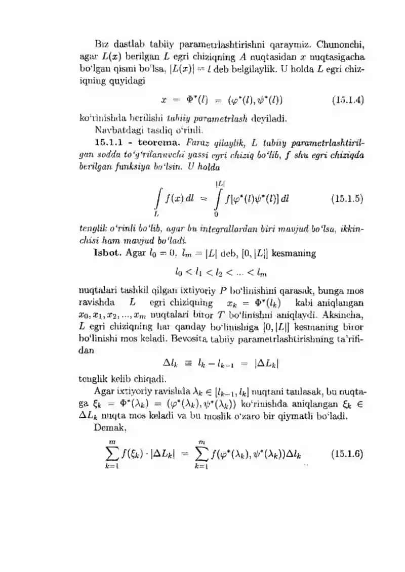 Yoy uzunligi boʻyicha olingan egri chiziqli integralga 4
