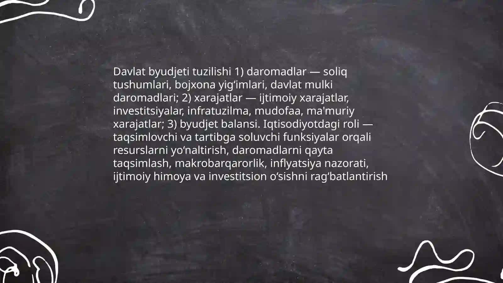 Davlat moliyasining iqtisodiyotdagi o‘rni va ahamiyati 4