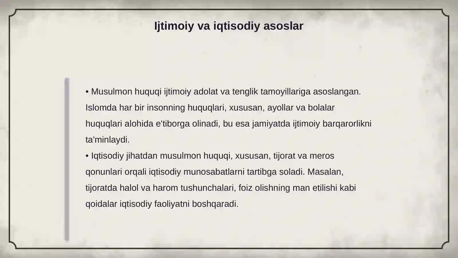 Musulmon huquqi va asosiy belgilari 4