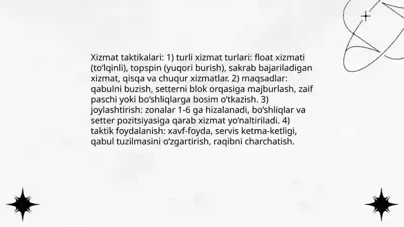 Voleybolda o`yin taktikasi asoslari 4