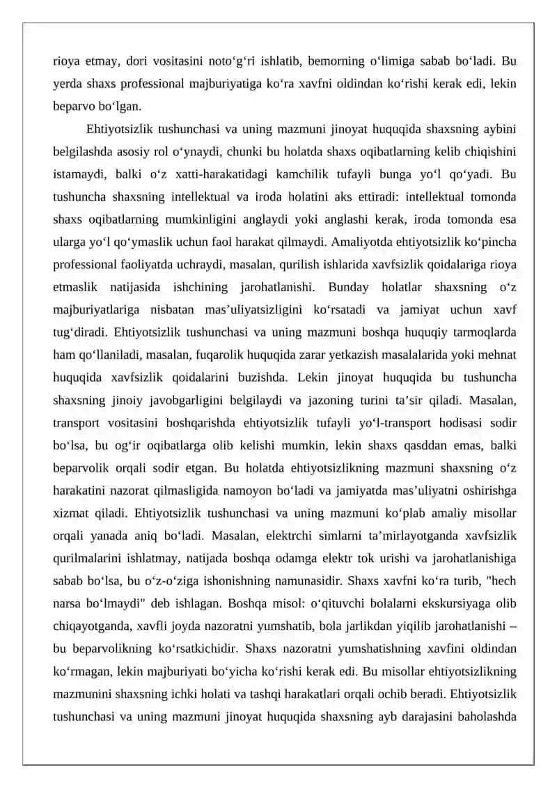 Ehtiyotsizlik tushunchasi va turlari 4