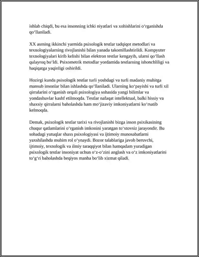 PSIXOLOGIK TESTLAR VA ULARNING IMKONIYATLARI 4