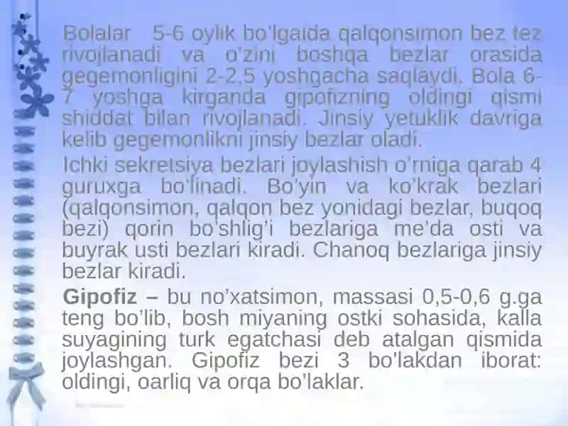 Ichki sekretsiya bezlarining yosh xususiyatlari 4