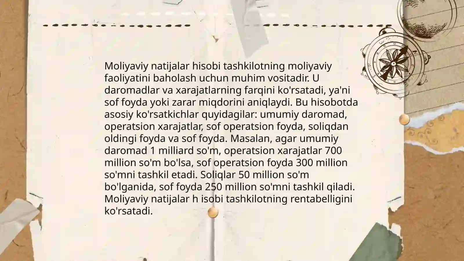 Moliyaviy natijalar hisobi. Moliyaviy hisobot 4