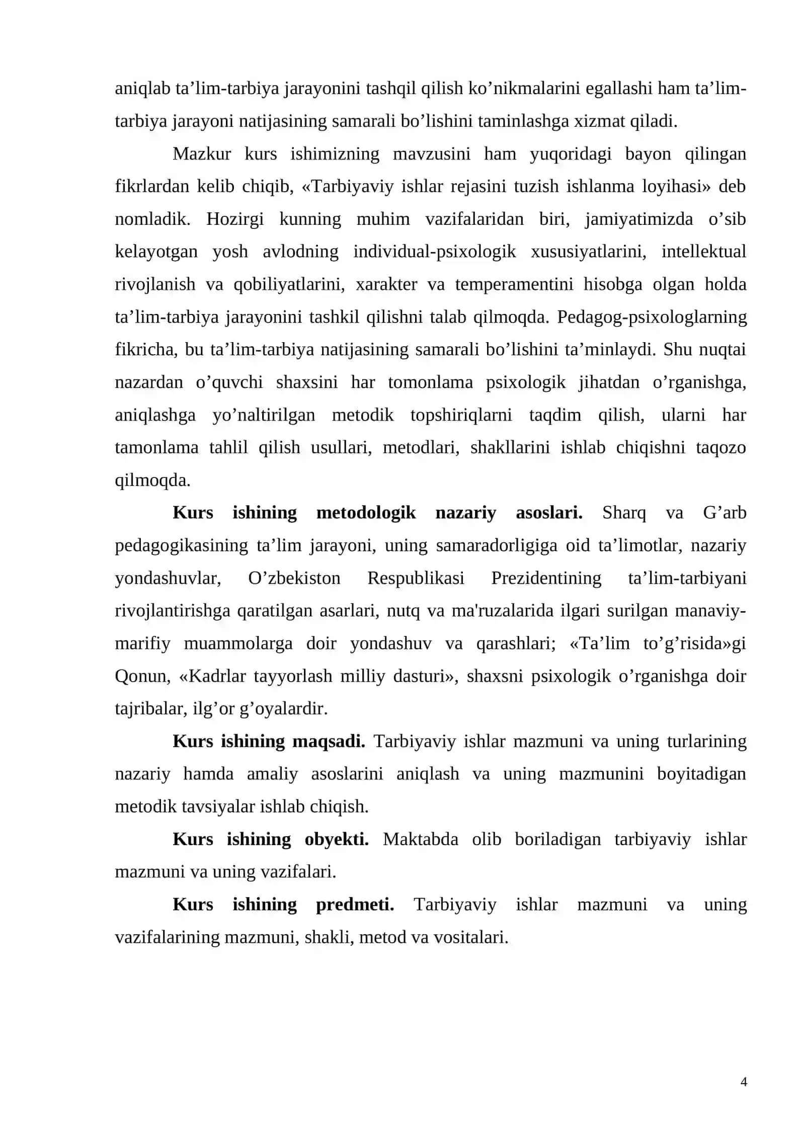 "TARBIYAVIY ISHLAR REJASINI TUZISH ISHLANMA-LOYIHASI" 4