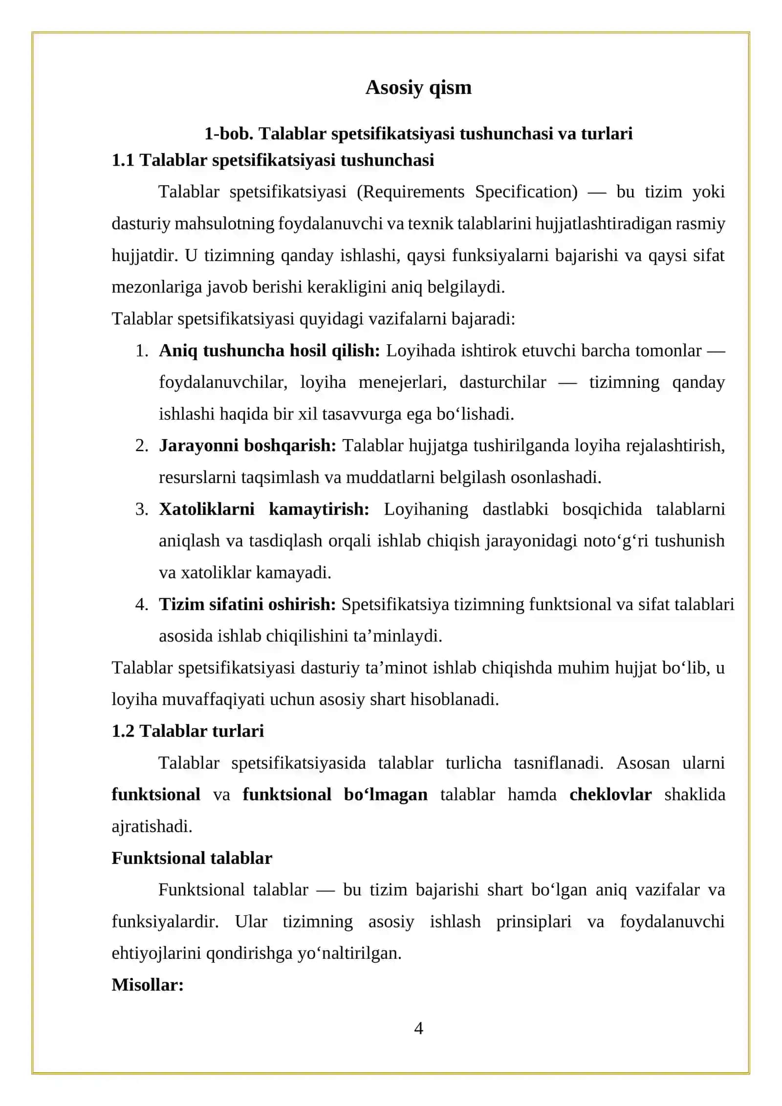 Talablar spesifikatsiyasi 4