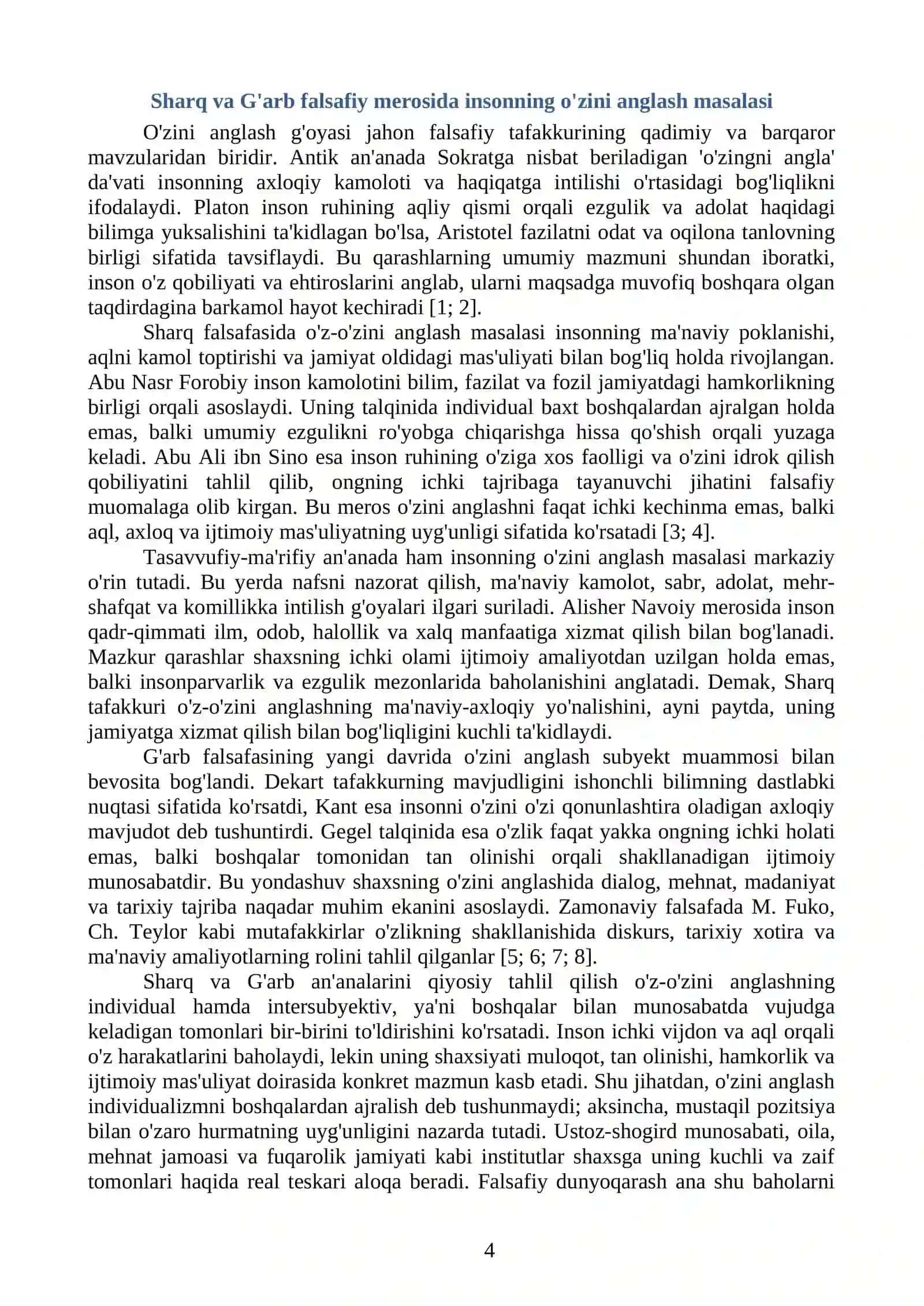Falsafiy dunyoqarashning o'z-o'zini anglashdagi roli 4