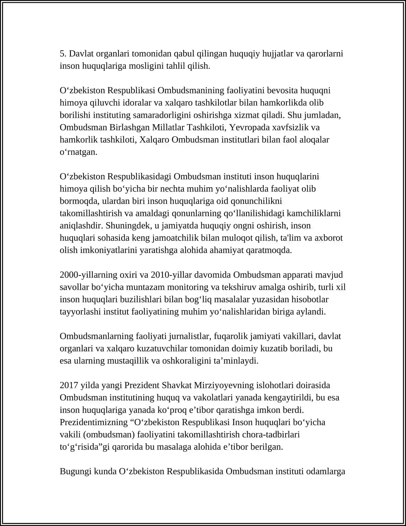 O'ZBEKISTONDA OMBUDSMAN FAOLIYATI 4
