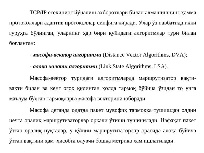 Тармоқ протоколлари (Маршрутизация протоколлари RIP/RIPng, OSPF, IGRP, EIGRP, BGP) 4