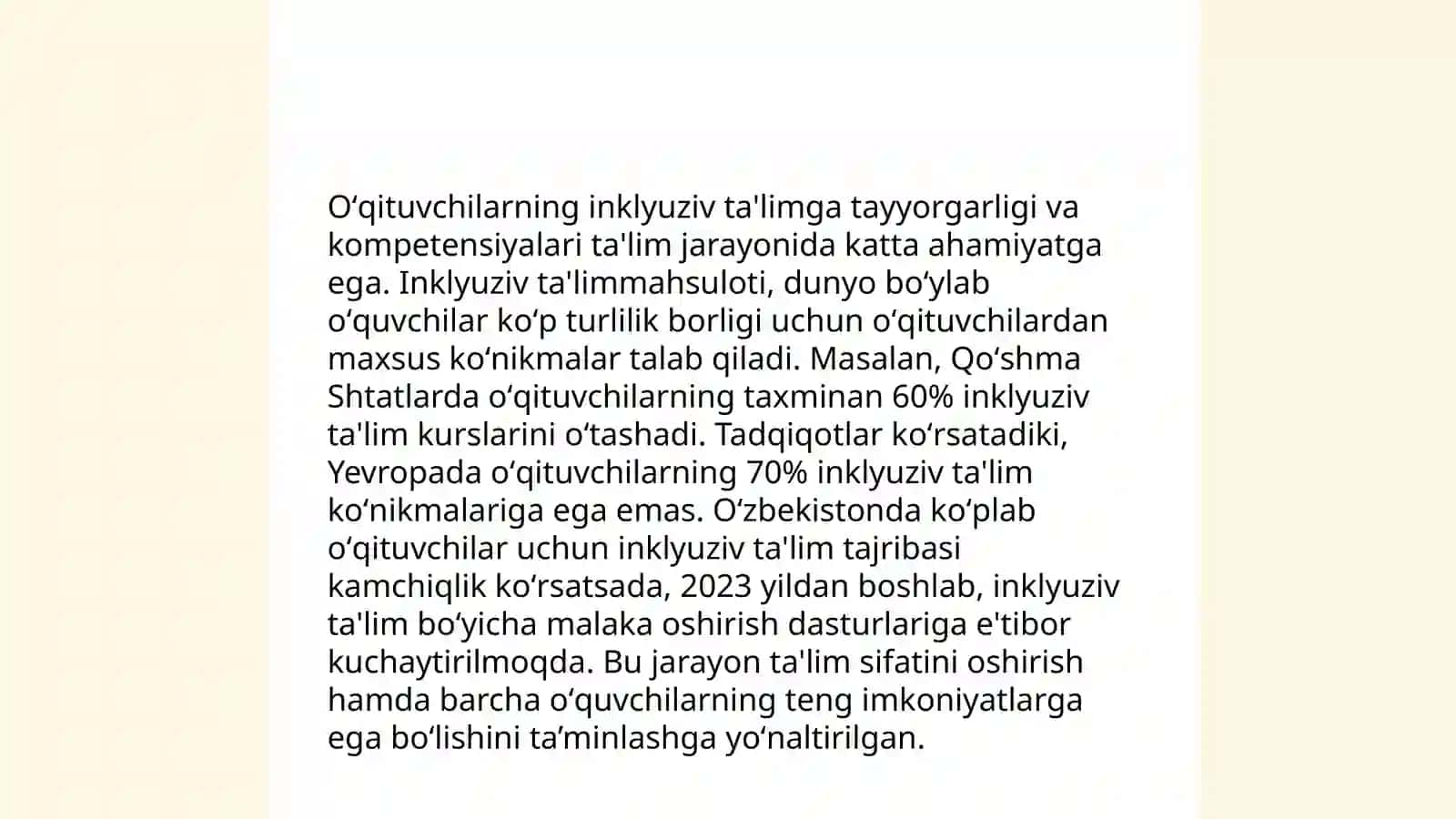 Inklyuziv ta'lim muammolarini oʻrganish 4