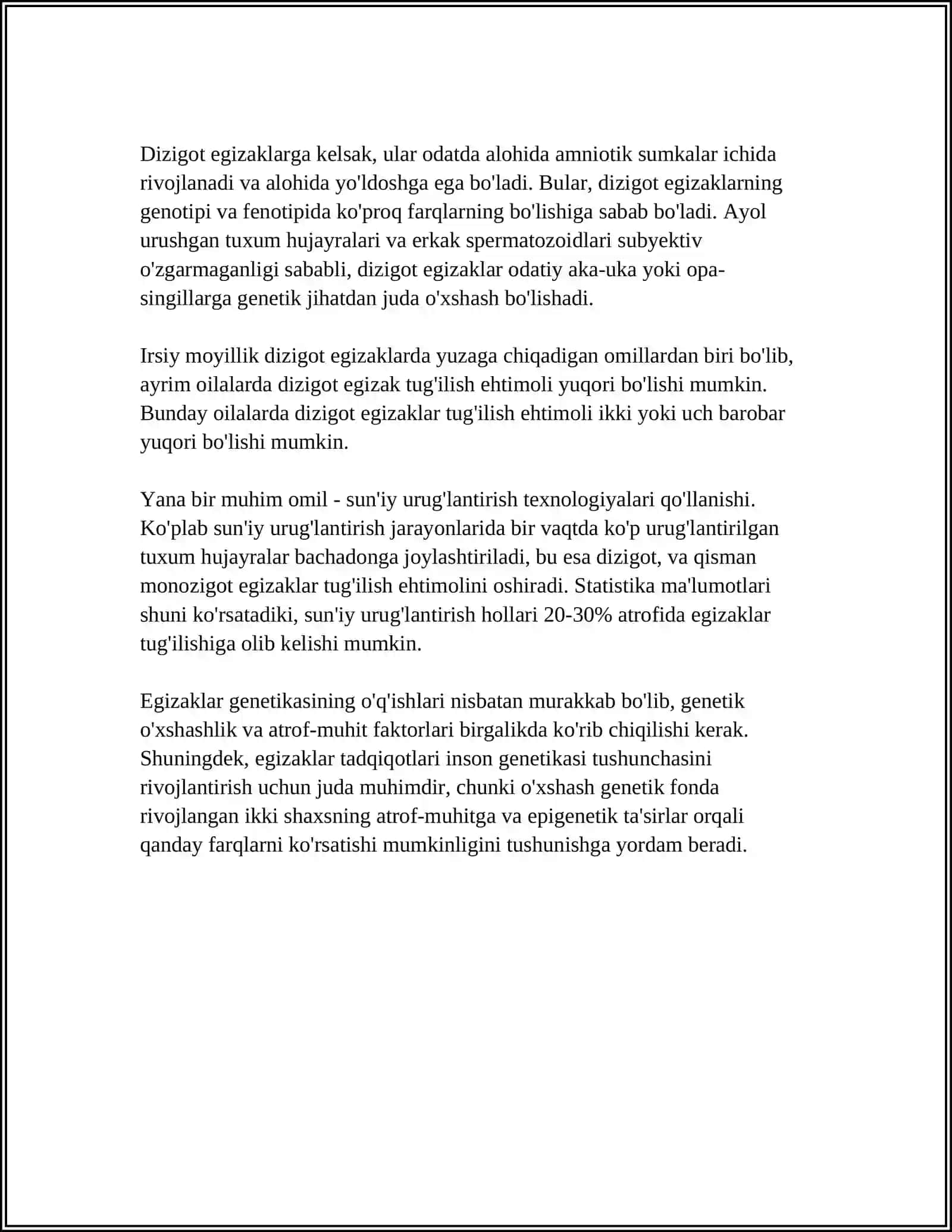 ANTROPOGENITEKA USULLARI:EGIZAKLAR USULI 4
