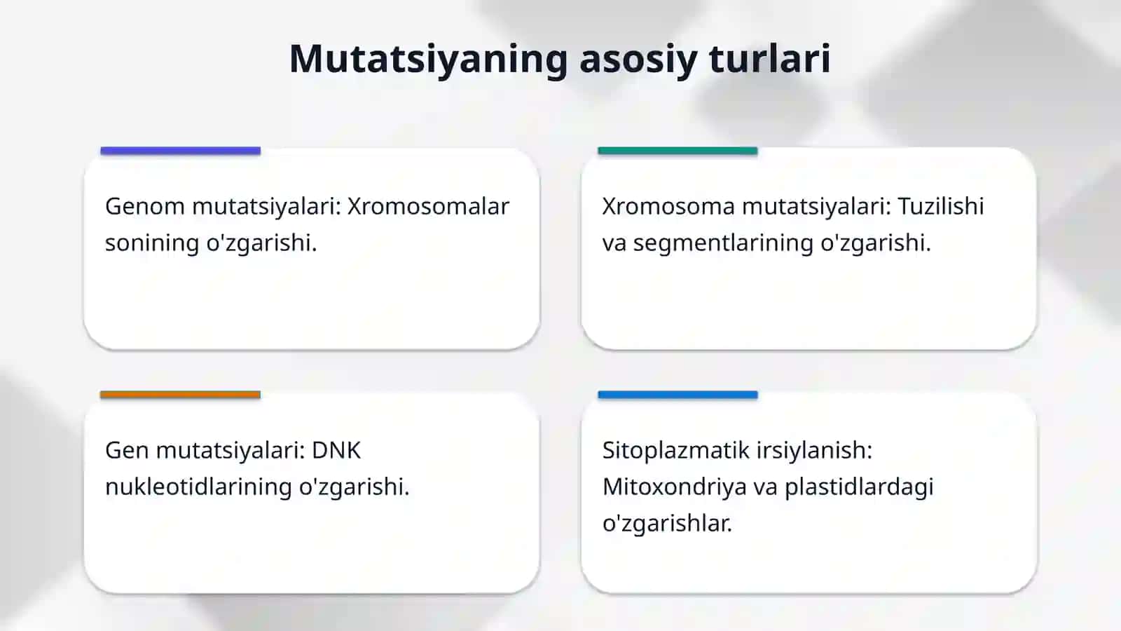 Mutatsion ( genotipik) oʻzgaruvchanlik 4