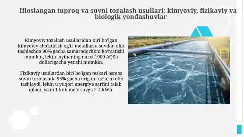 Tuproq va suvning ifloslanishida ion bogʻlanishli birikmalar va ularning tozalash usullari 4