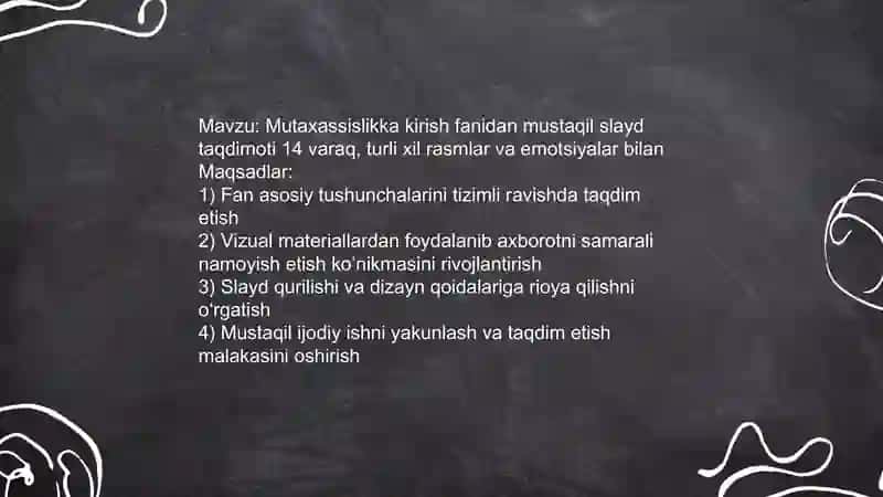 Mutaxassislikga kirish fanidan slayd 4