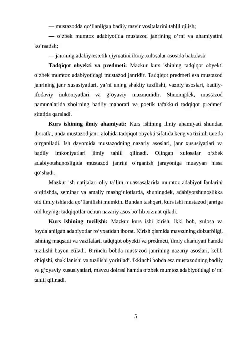 MUSTAZODNING JANR XUSUSIYATLARI 4