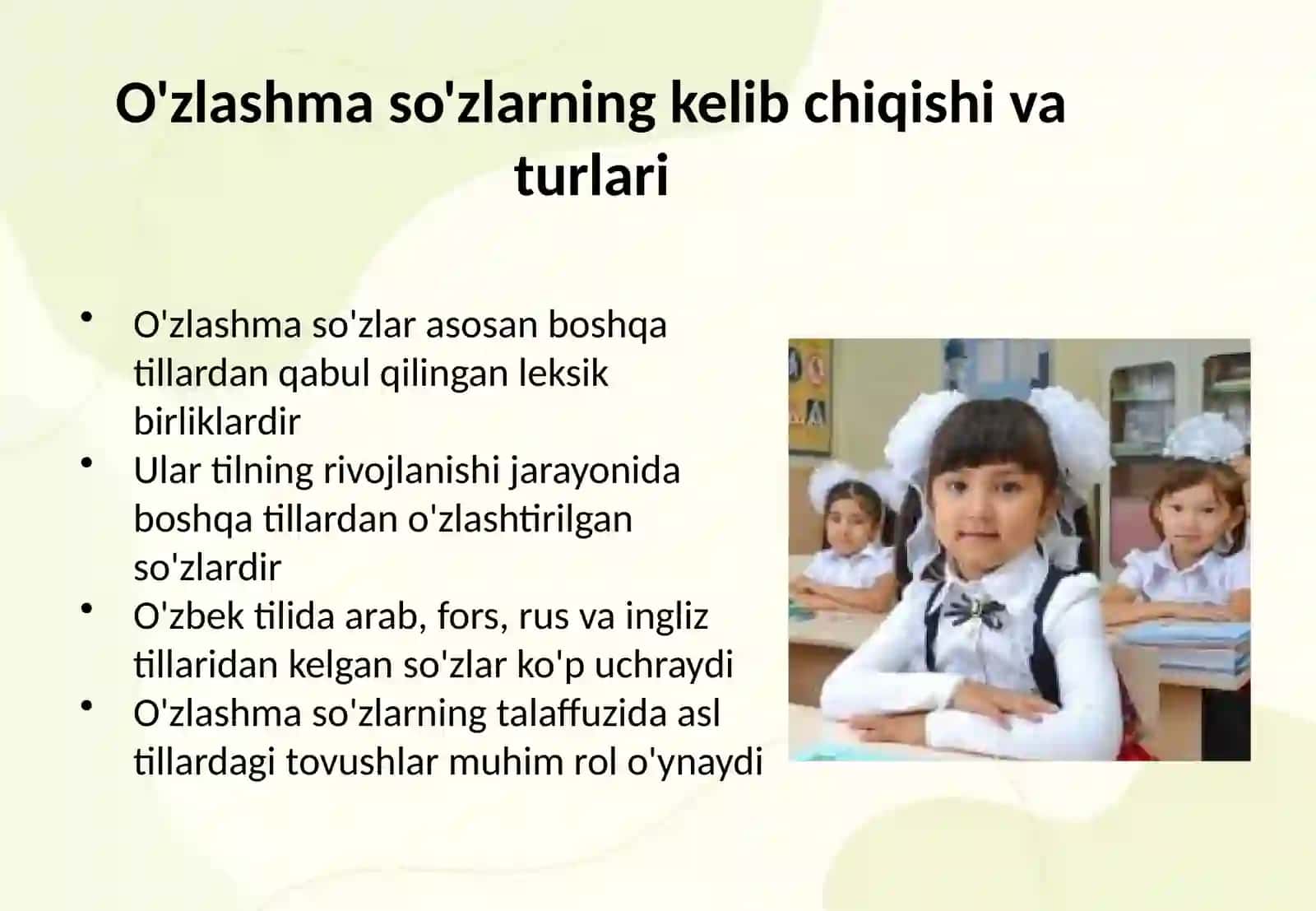Talaffuzning imloga ta'sirlari. O'zlashma so'zlar talaffuzi 4