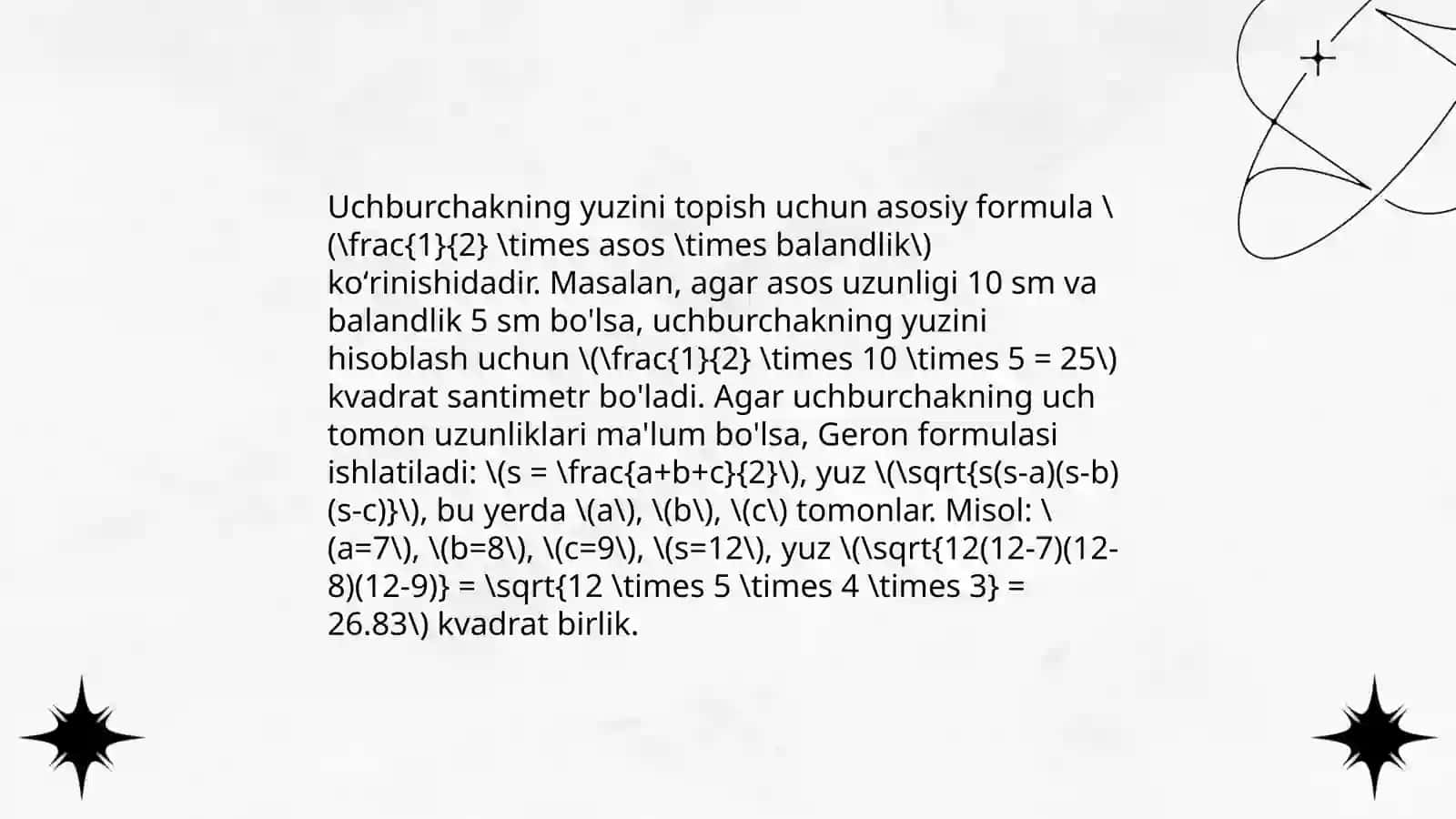 Figuralarning yuzi. Figuralarning yuzini oʻlchash usullari 4