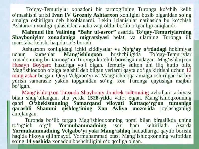 Buxoro xonligida ashtarxoniylar sulolasi hukmronligining o‘rnatilishi va siyosiy tarixi. 4