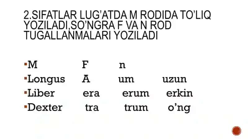 Lotin tili sifat so'z turkumi 4