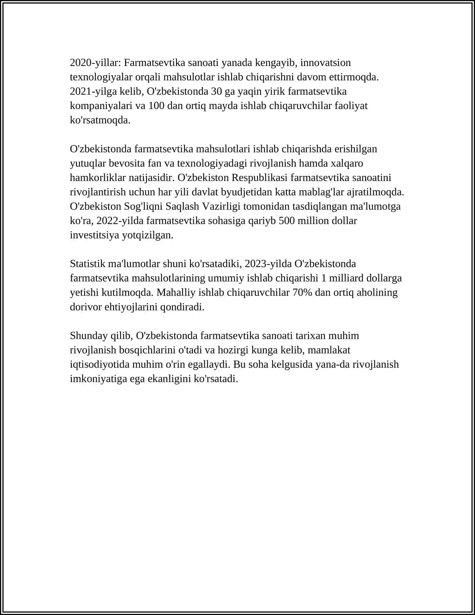 ÒZBEKISTONDA FARMASEVFIK ISHLAB CHIQARISH KORKONALRI VA ULARNING TURLARI 4