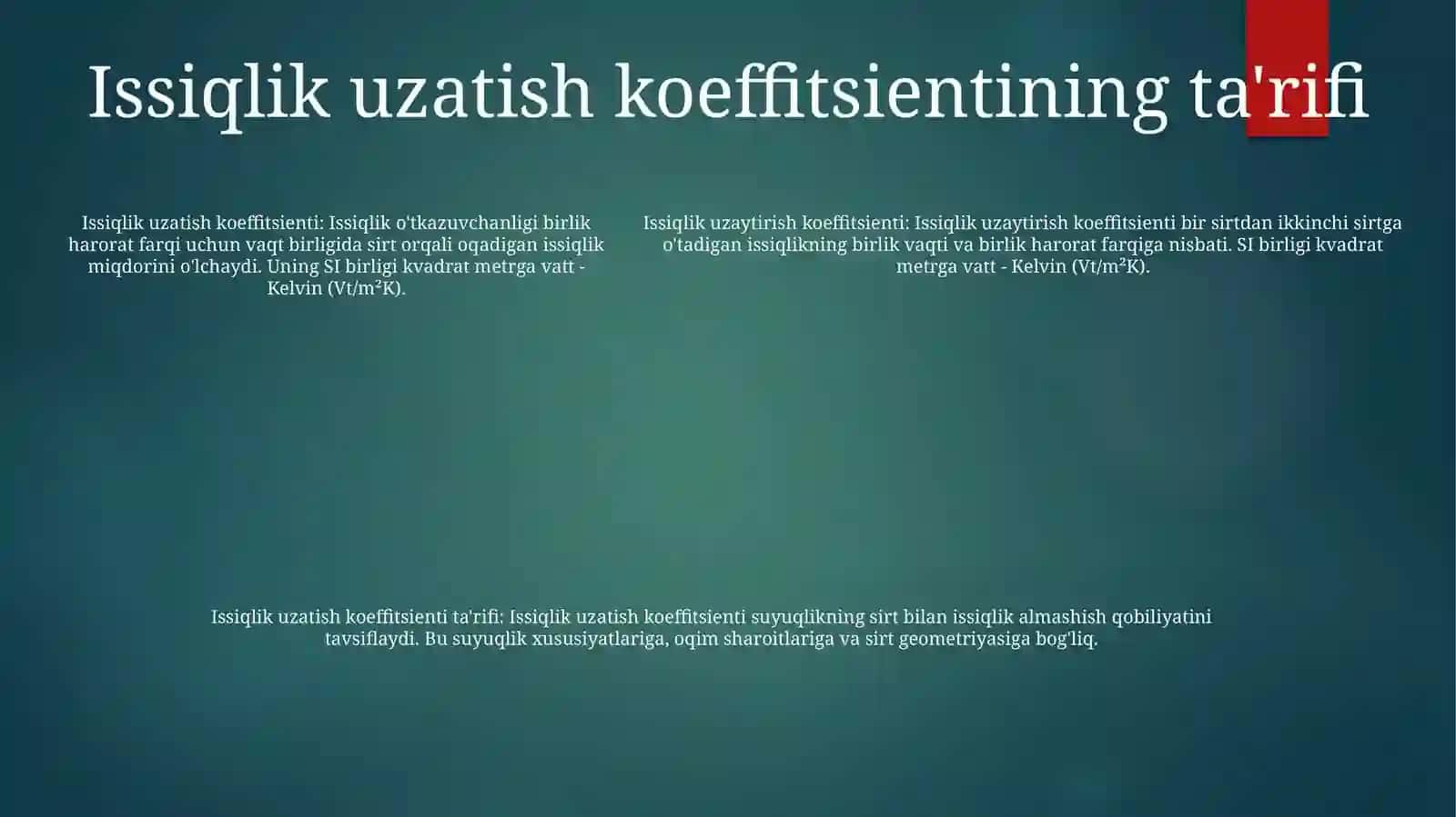 Issiqlik Uzatish Koeffitsiyenti 4