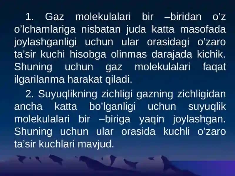 Realgazlar, suyuqliklar va qattiq jismlar xossalari 4