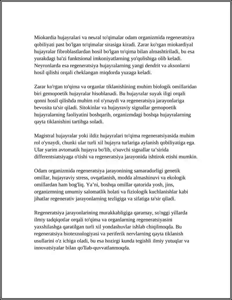 ODAMLARDA REGENERATSIYA 4