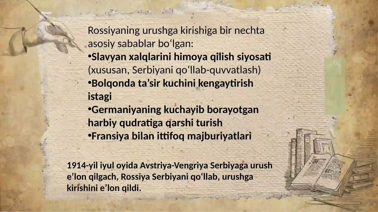 1914 yilda Rossiyaning urushga kirishi va uning oqibatlari 4