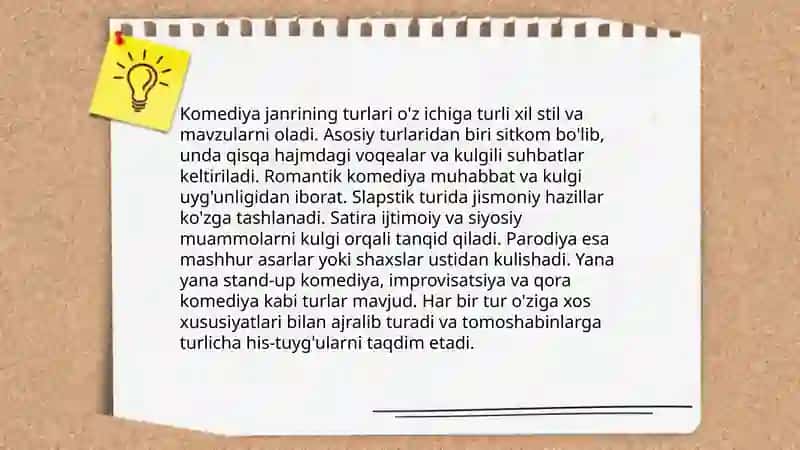 Komediyaning xususiyatlari 4