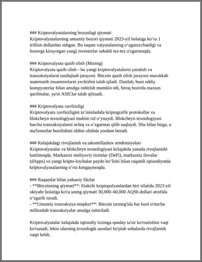 KRIPTAVALYUTALAR HAQIDA TO'LIQ MALUMOT 4
