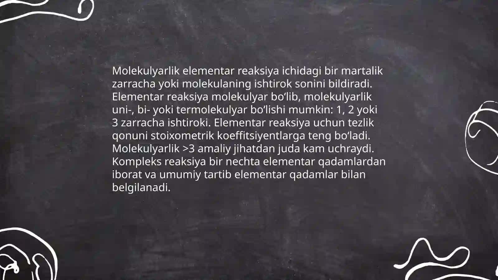 Reaksiyalarning tartibi va molekulyarligi 4