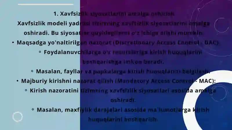 Xavfsizlik modeli yadrosi 4
